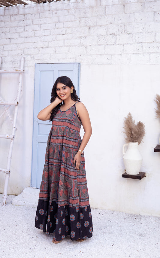 Boho Print Sleeveless Maxi Dress