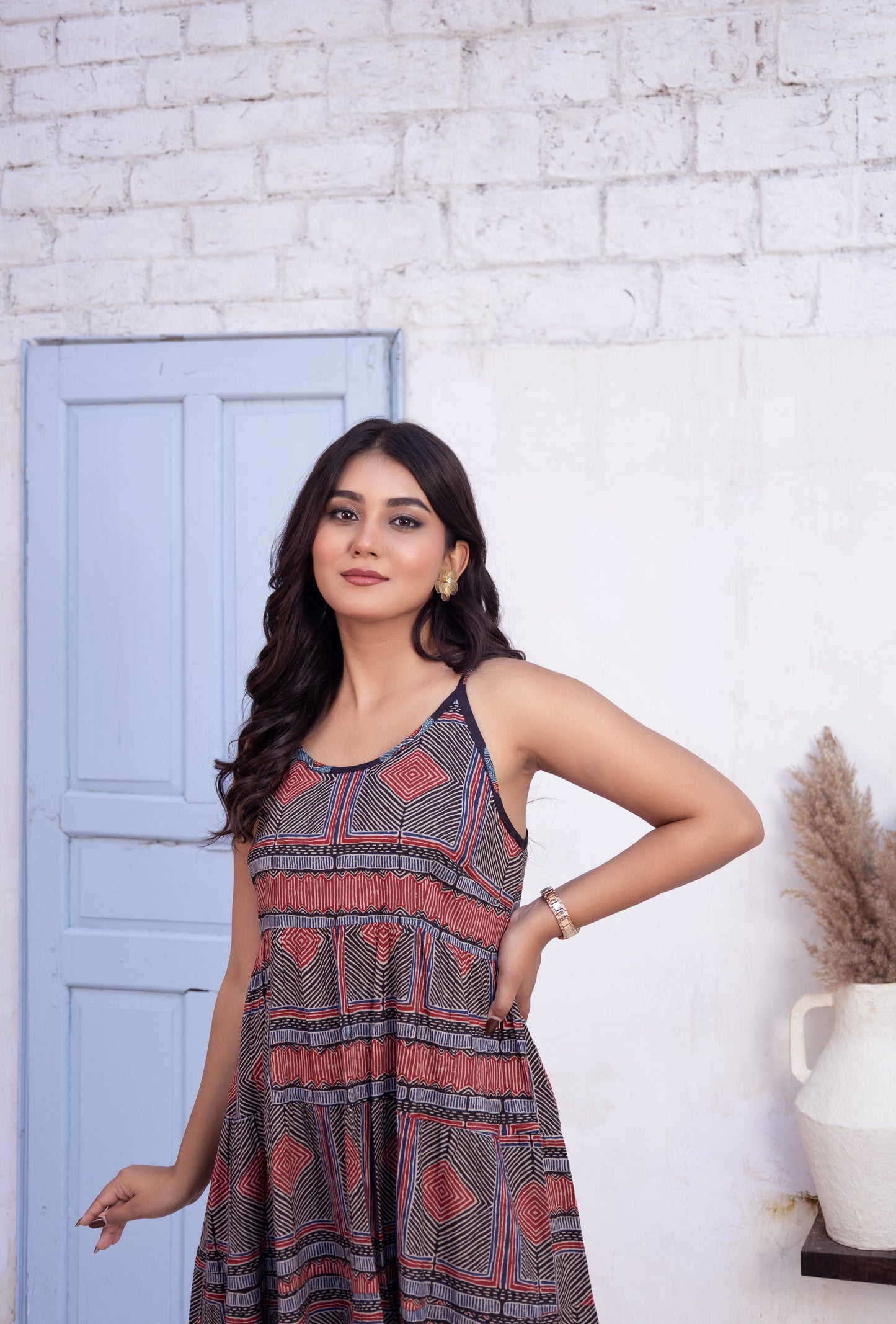 Boho Print Sleeveless Maxi Dress