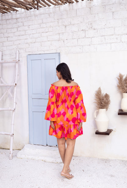 Bold Color Pop Off-Shoulder Dress