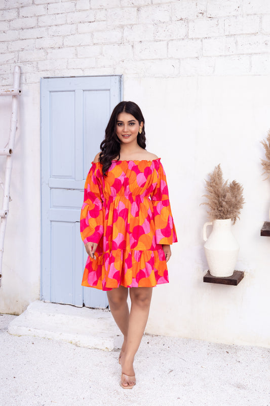 Bold Color Pop Off-Shoulder Dress