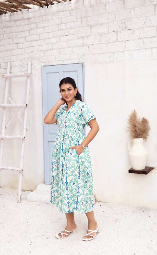 Serene Blue Ikat Dress