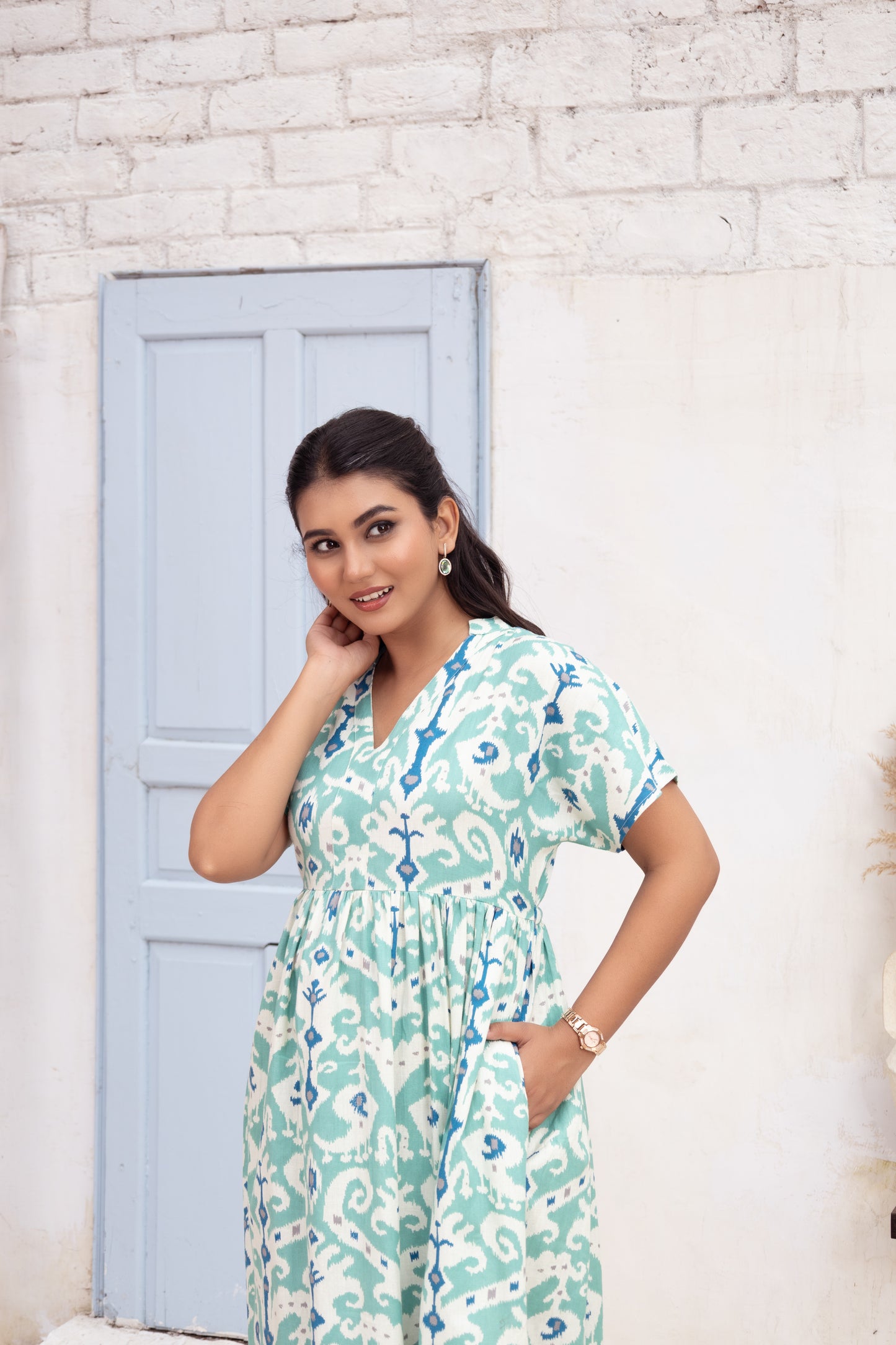 Serene Blue Ikat Dress