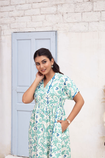 Serene Blue Ikat Dress