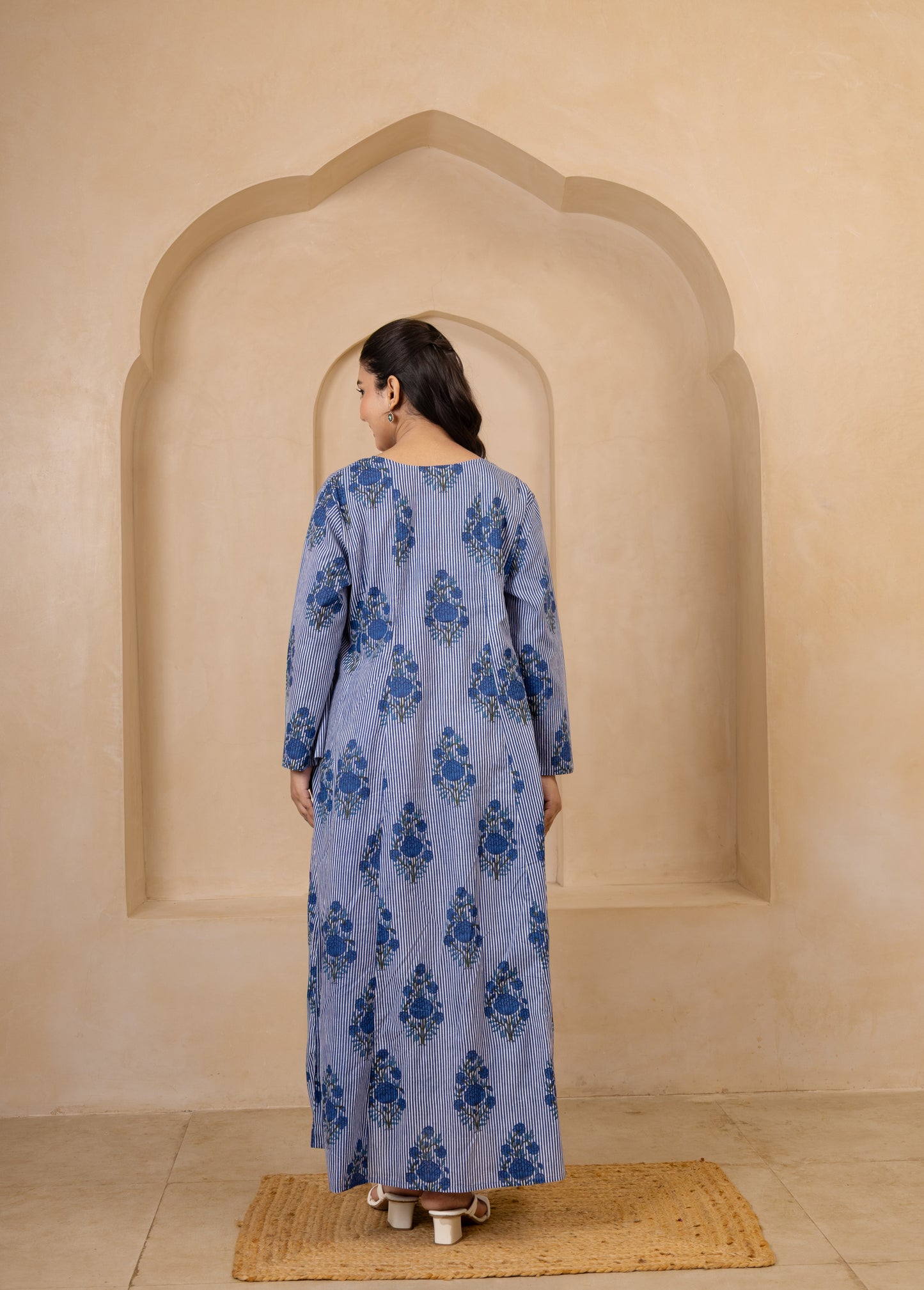 Blue Floral Printed Maxi Dress
