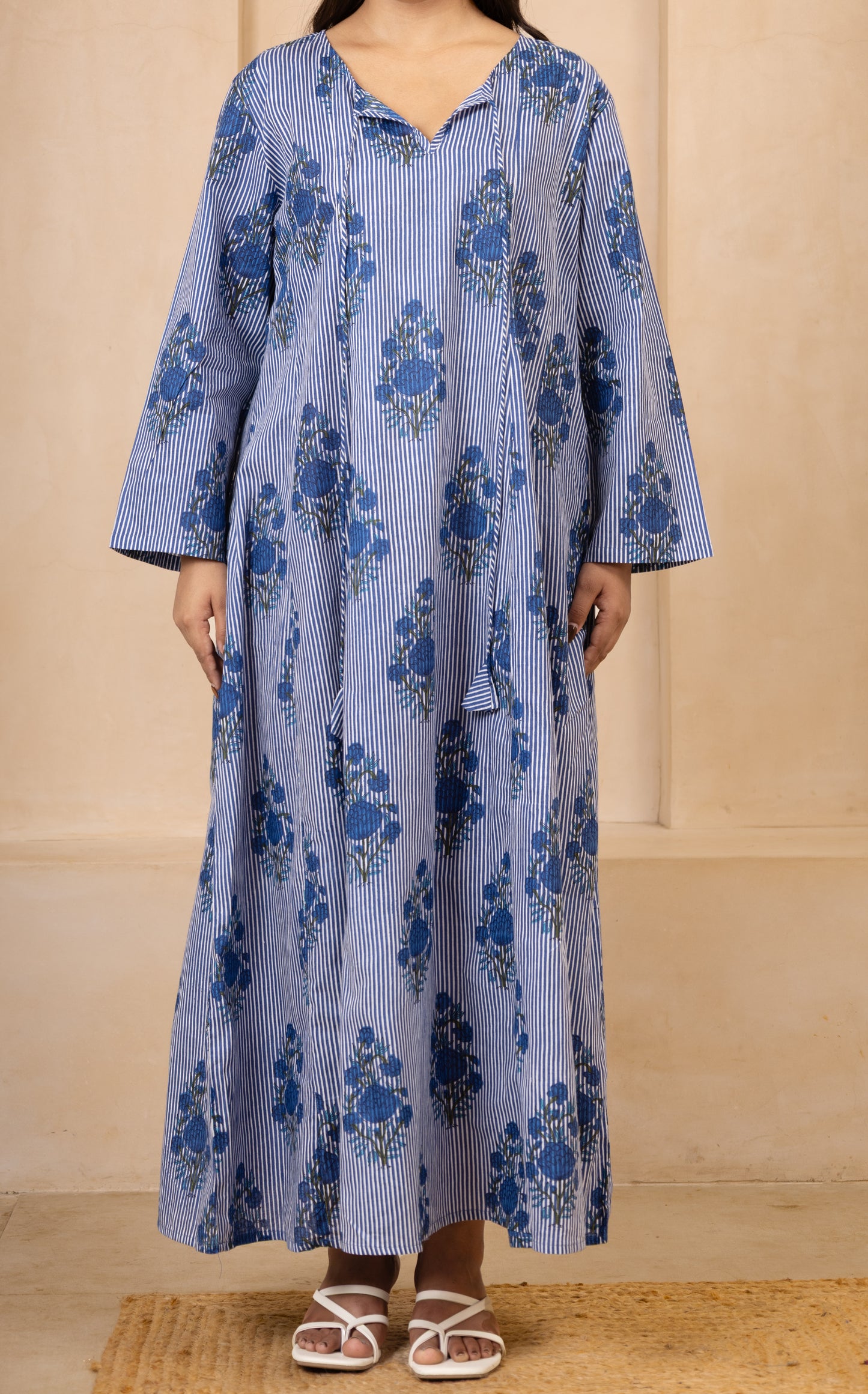 Blue Floral Printed Maxi Dress
