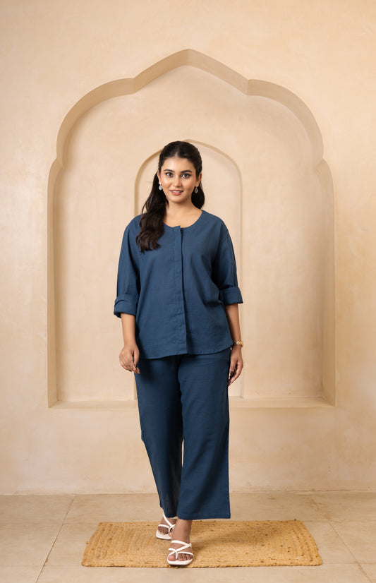 Navy Blue Relaxed Fit Co-Ord Set