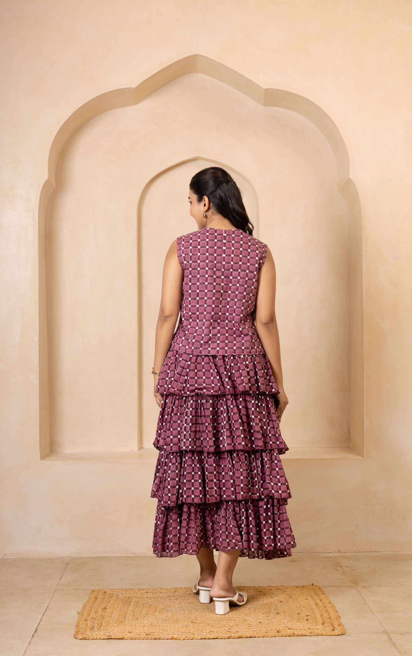 Plum Co-Ord Set with Tiered Skirt