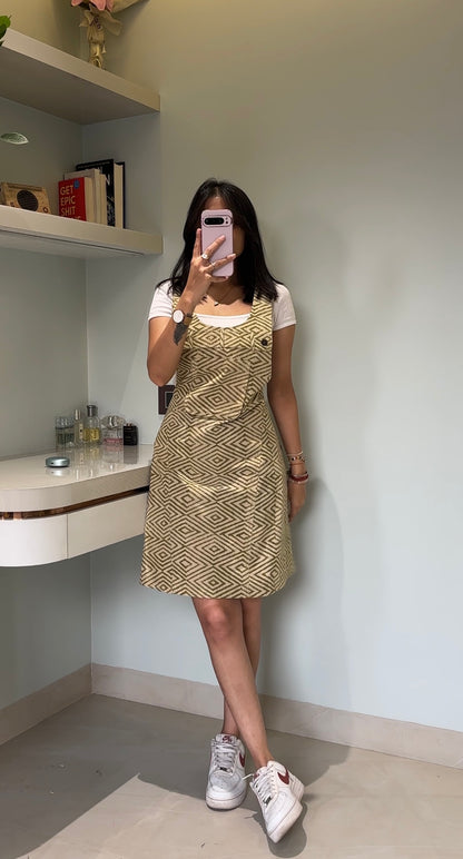 Olive Green Geometric Printed Dress