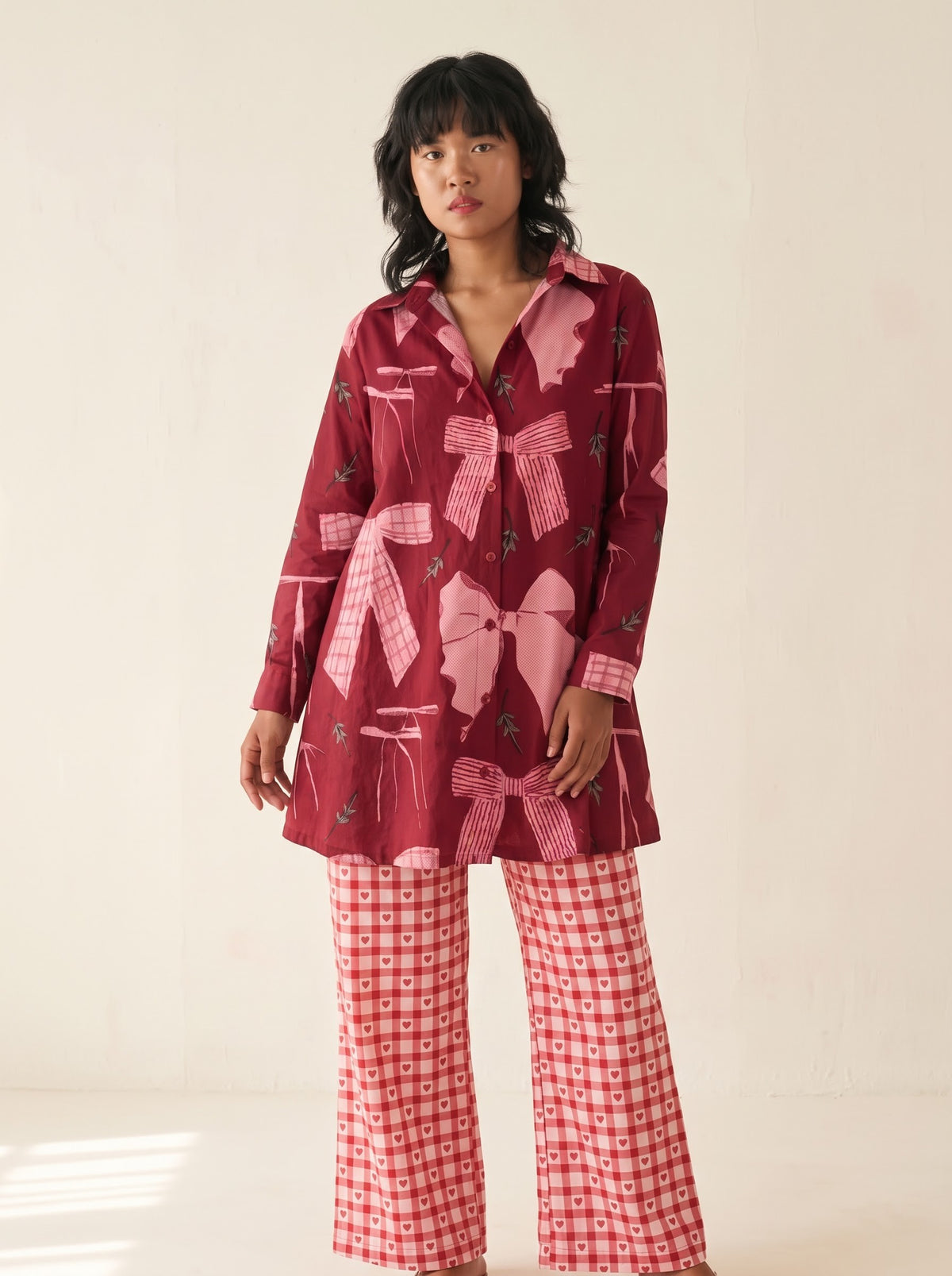 Cherry Bow Cotton Co-ord Set