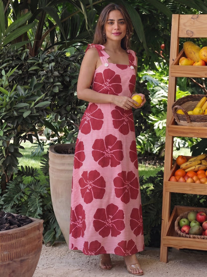 Pink & Red Floral Printed Maxi Dress