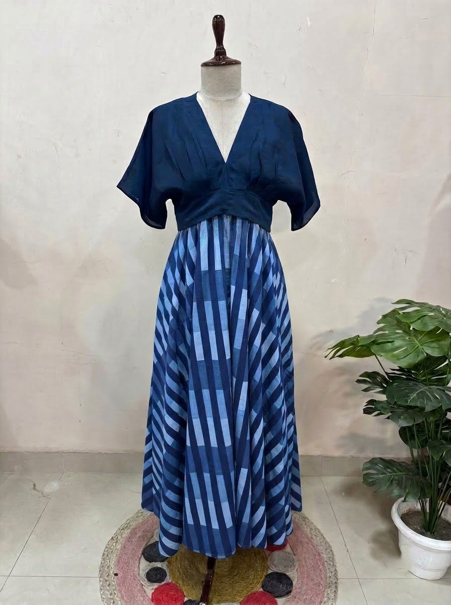 Navy Stripe Skirt Top Set