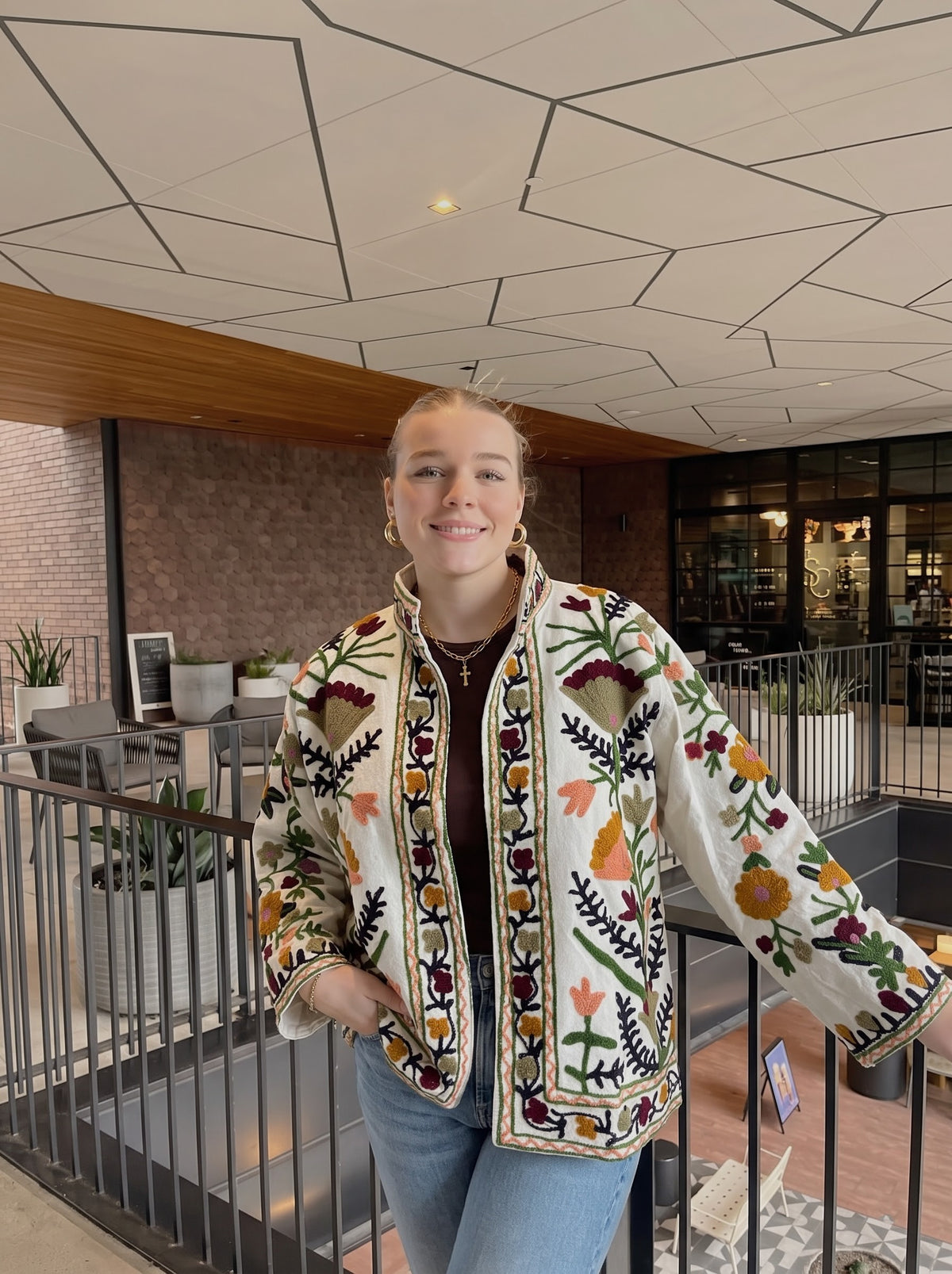 Ivory Meadow Bloom Cotton Jacket