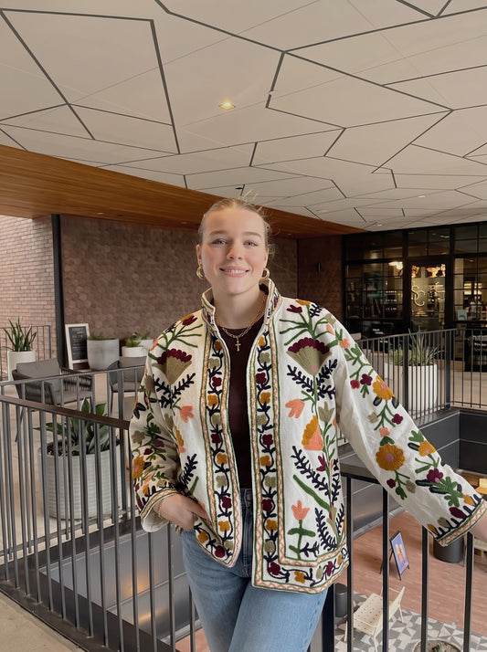 Ivory Meadow Bloom Cotton Jacket