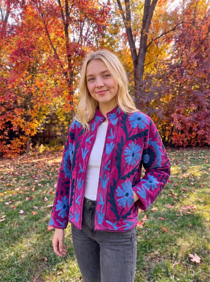 Fuchsia Bloom Embroidered Jacket