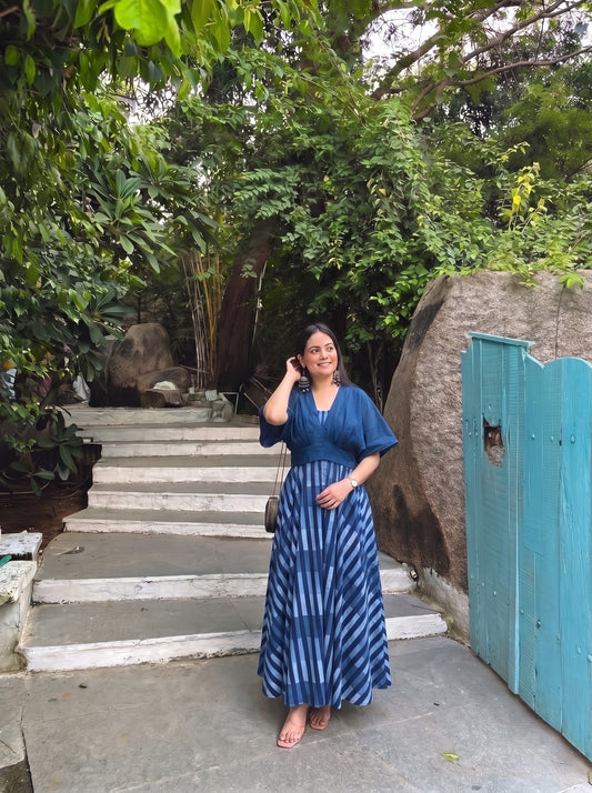 Navy Stripe Skirt Top Set