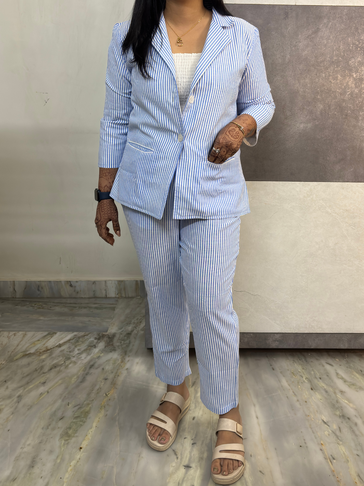 Skyline Stripe Elegance Three Piece Set