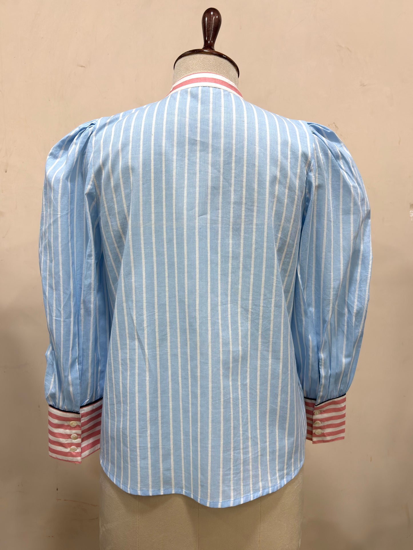 Sky Blue & Pink Striped Shirt