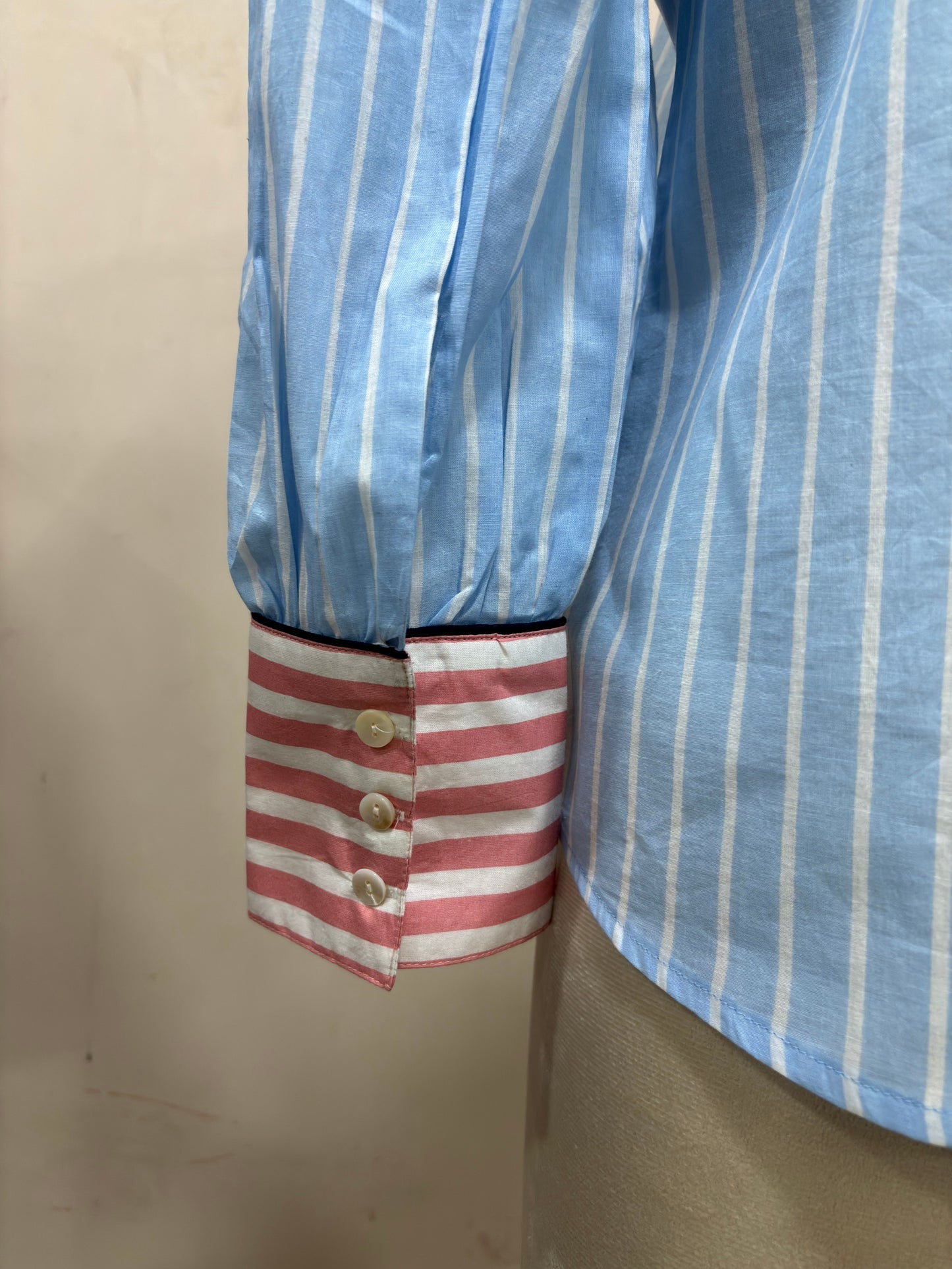 Sky Blue & Pink Striped Shirt