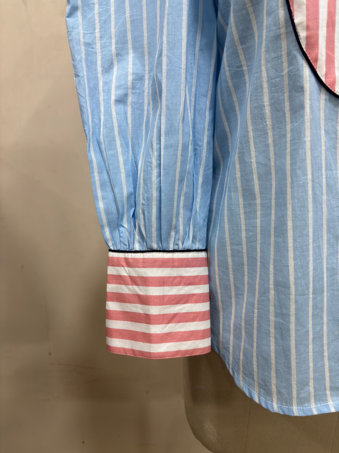 Sky Blue & Pink Striped Shirt