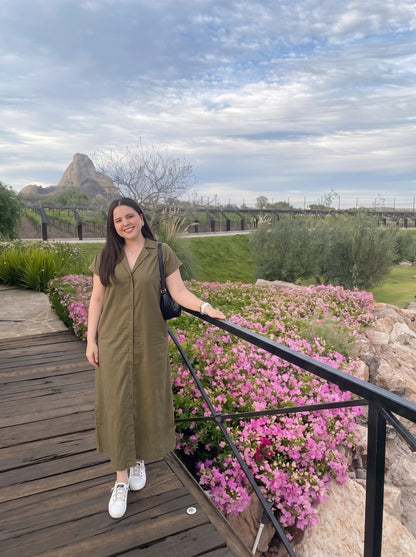 Olive Charm Midi Dress