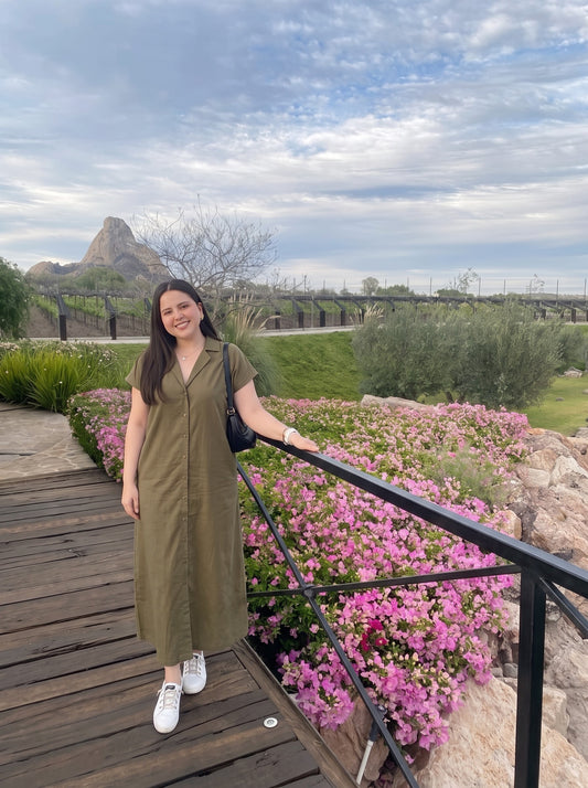 Olive Charm Midi Dress