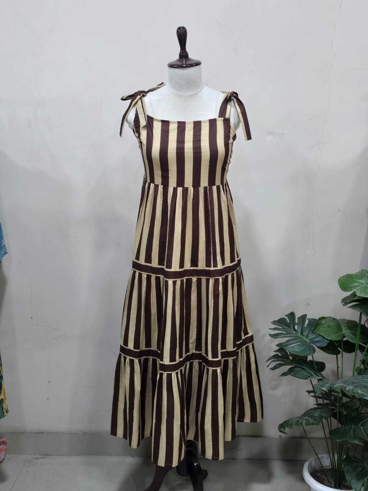 Riviera Striped Tie-Shoulder Sundress