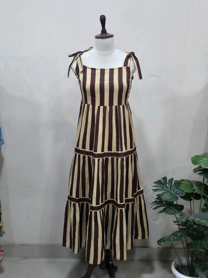 Riviera Striped Tie-Shoulder Sundress