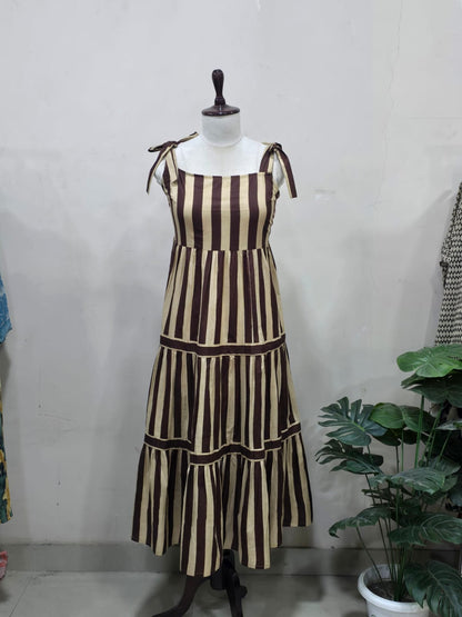 Riviera Striped Tie-Shoulder Sundress