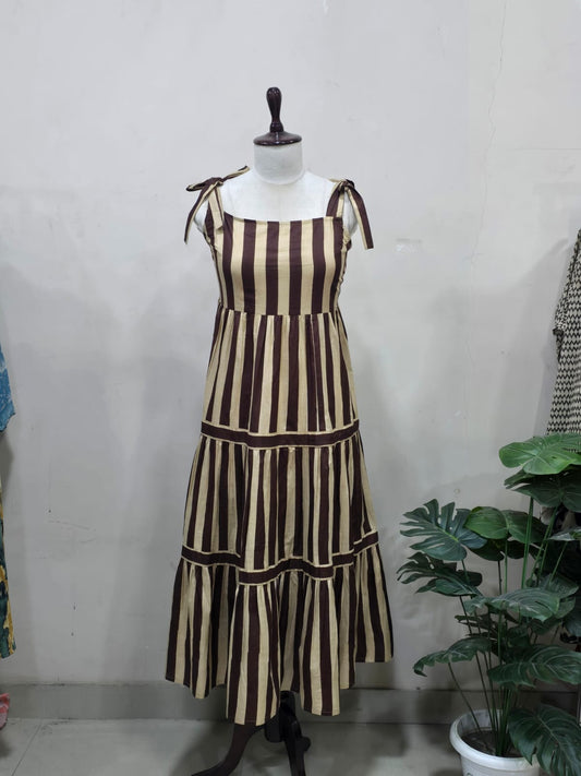 Riviera Striped Tie-Shoulder Sundress