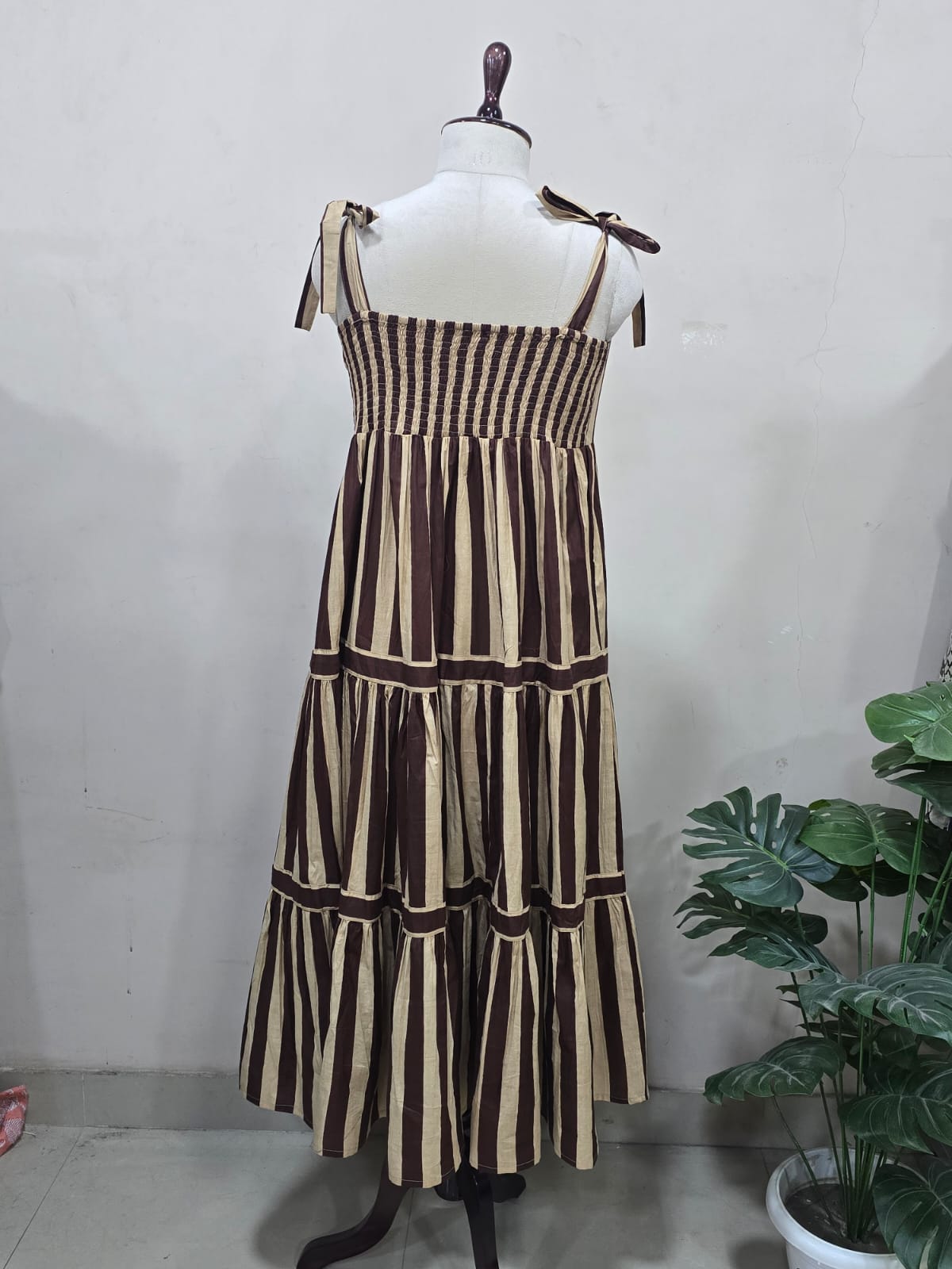 Riviera Striped Tie-Shoulder Sundress