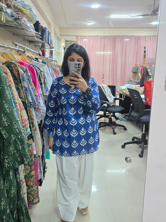 Royal Blue Floral Farshi Salwar