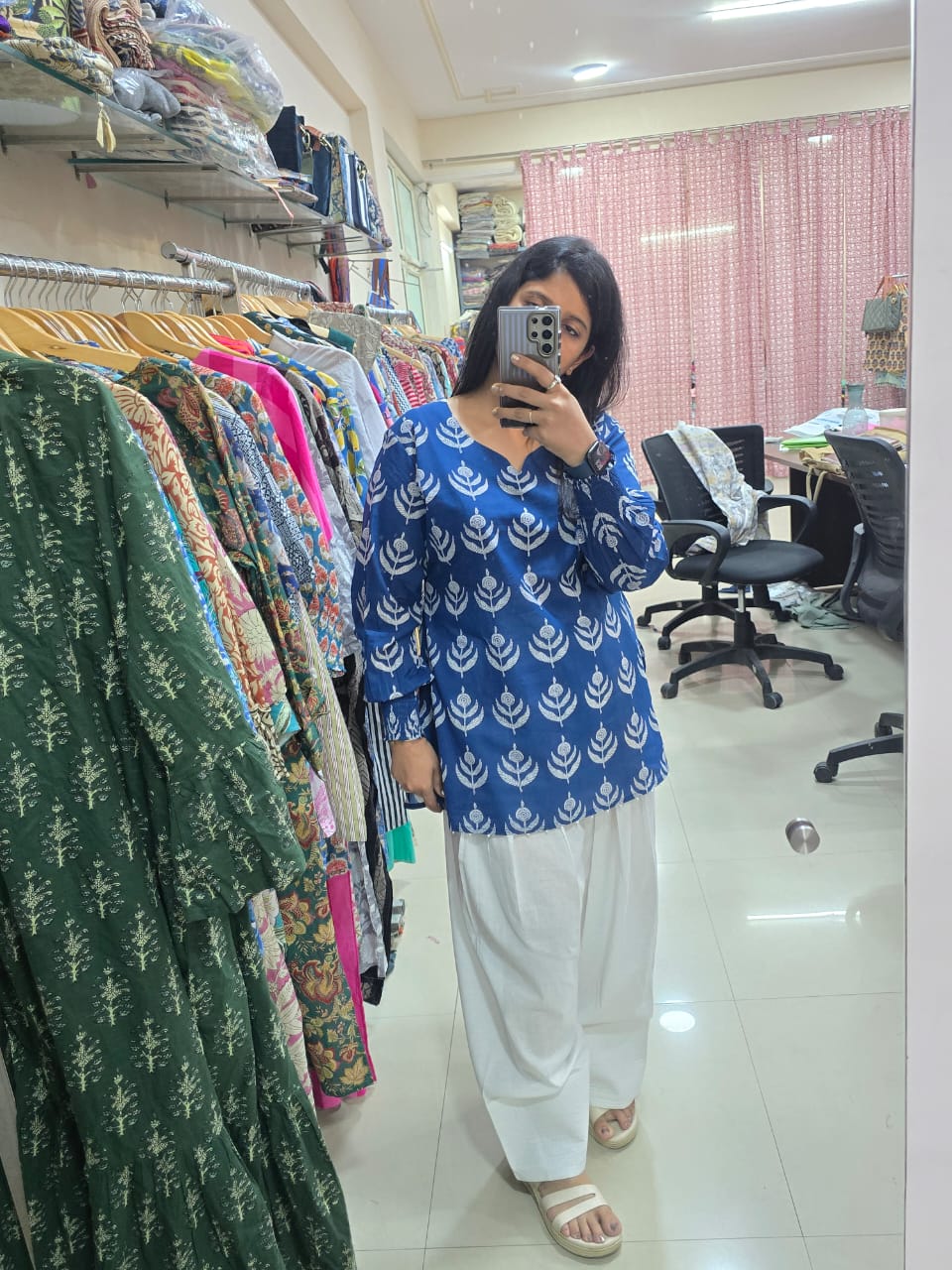 Royal Blue Floral Farshi Salwar