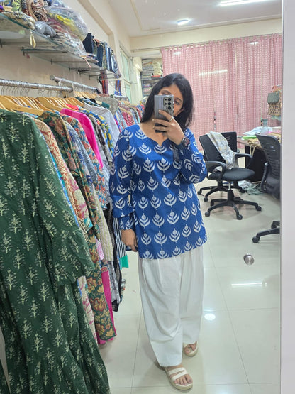 Royal Blue Floral Farshi Salwar