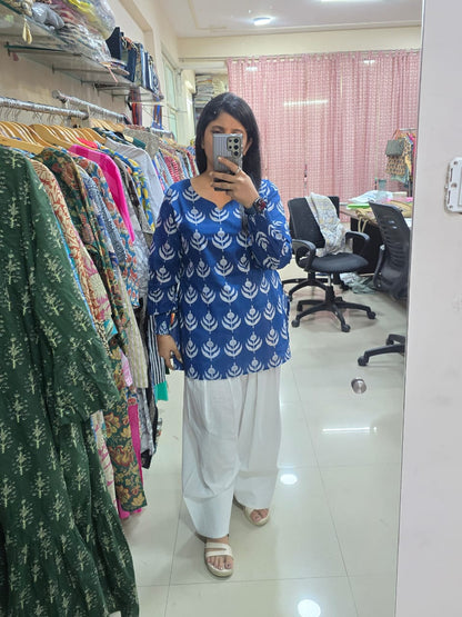 Royal Blue Floral Farshi Salwar