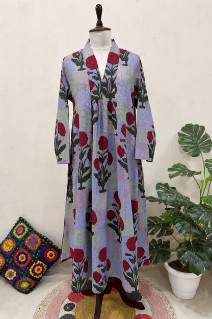 Azure Bloom Printed Maxi Dress