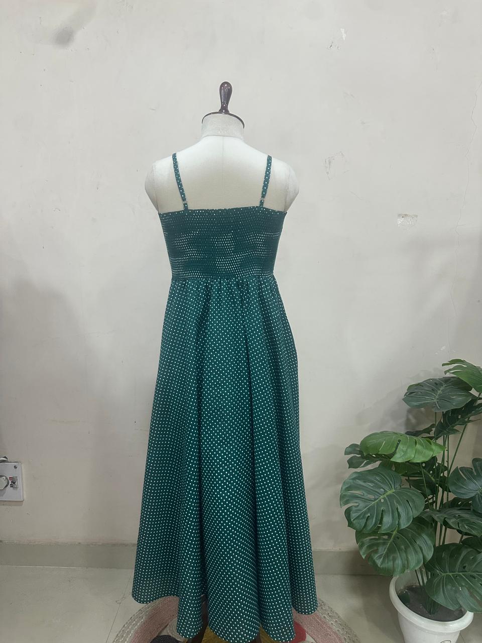 Forest Green Polka Skirt Top Set