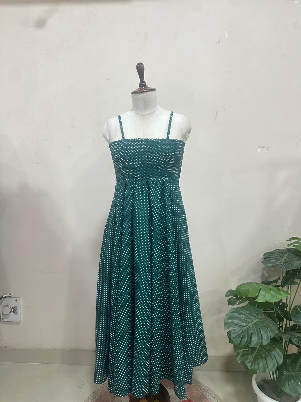 Forest Green Polka Skirt Top Set