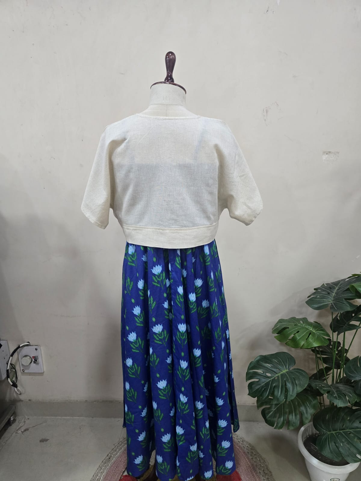 Indigo Bloom Skirt Top Set