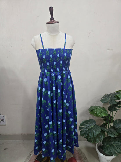 Indigo Bloom Skirt Top Set
