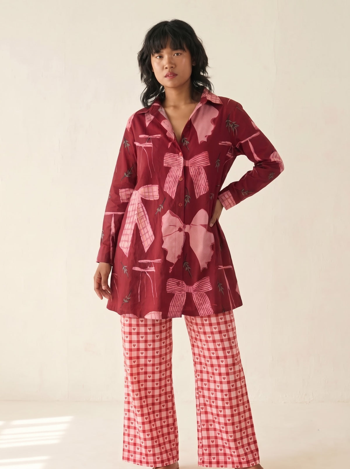 Cherry Bow Cotton Co-ord Set