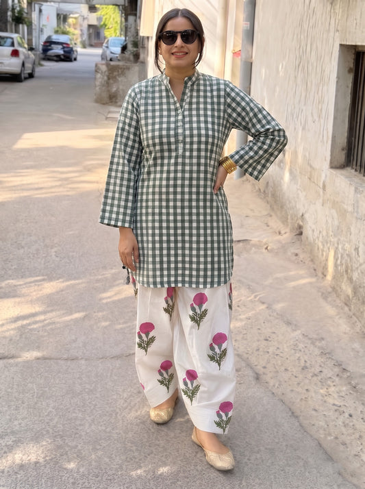Aanya Forest Check & Floral Farshi Salwar