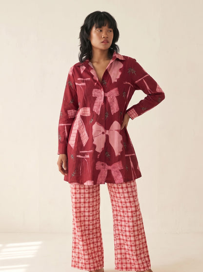 Cherry Bow Cotton Co-ord Set