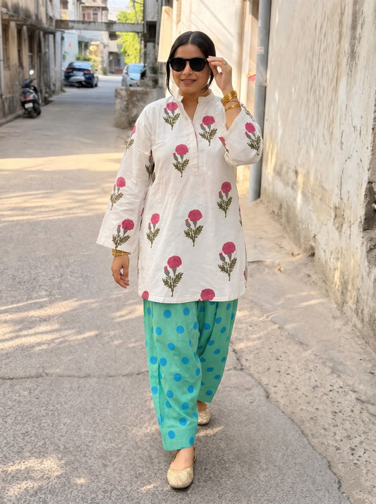 Reva Floral & Aqua Dot Farshi Salwar