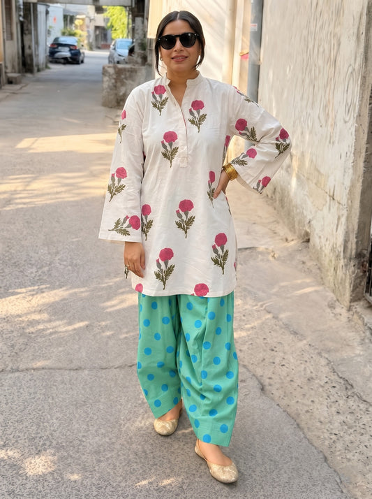 Reva Floral & Aqua Dot Farshi Salwar