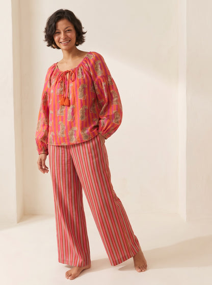 Coral Fiesta Cotton Co-ord Set