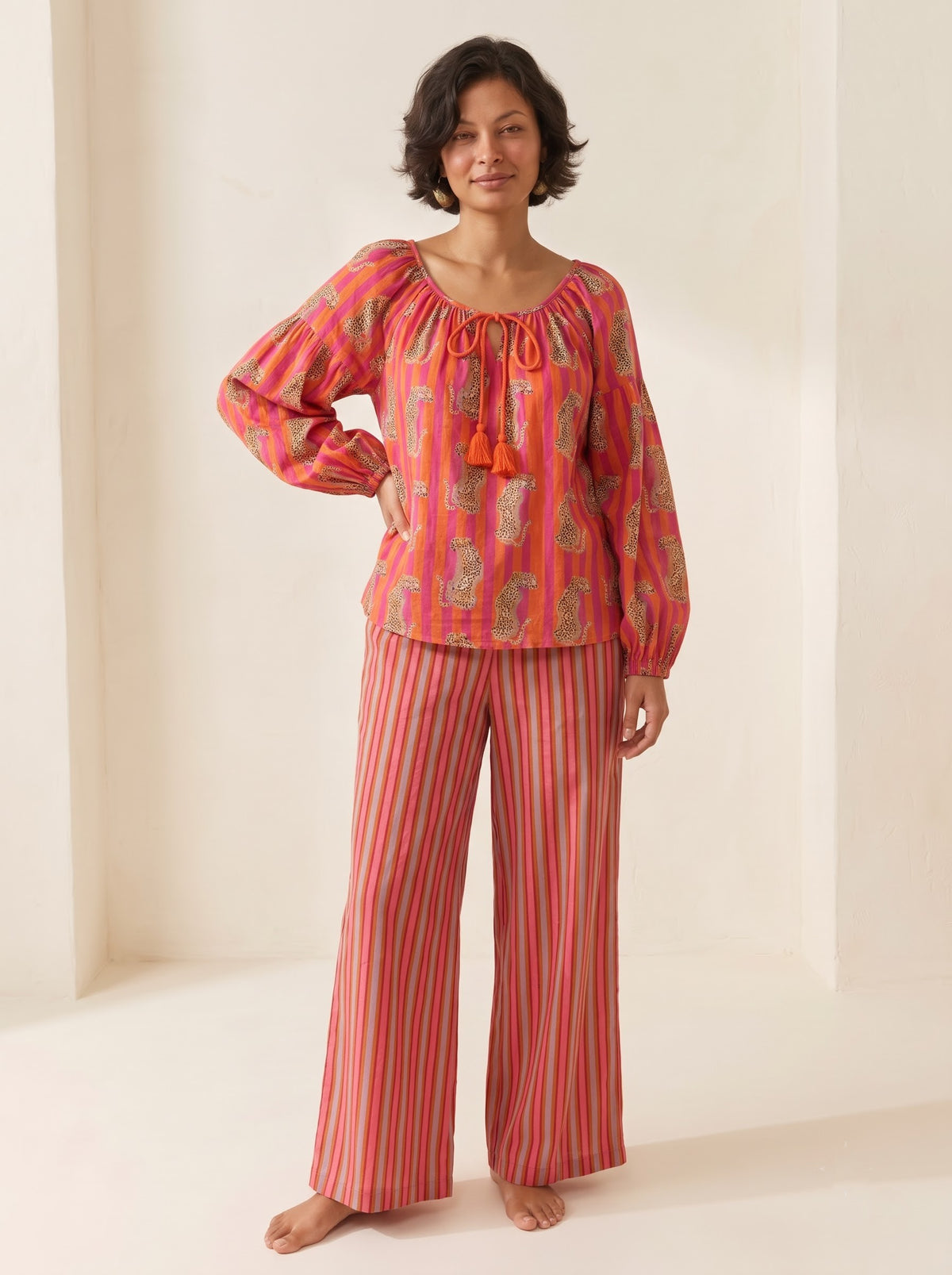 Coral Fiesta Cotton Co-ord Set