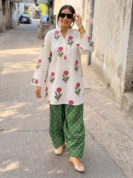Sia Floral & Pink Dot Farshi Salwar