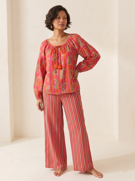 Coral Fiesta Cotton Co-ord Set