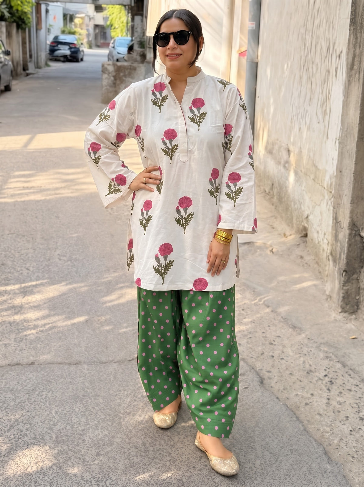 Sia Floral & Pink Dot Farshi Salwar