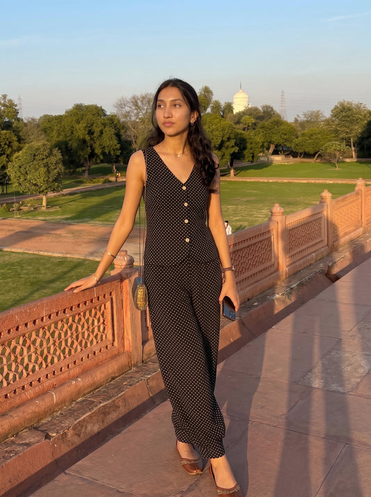 Black Polka Dot Balloon Pant Set